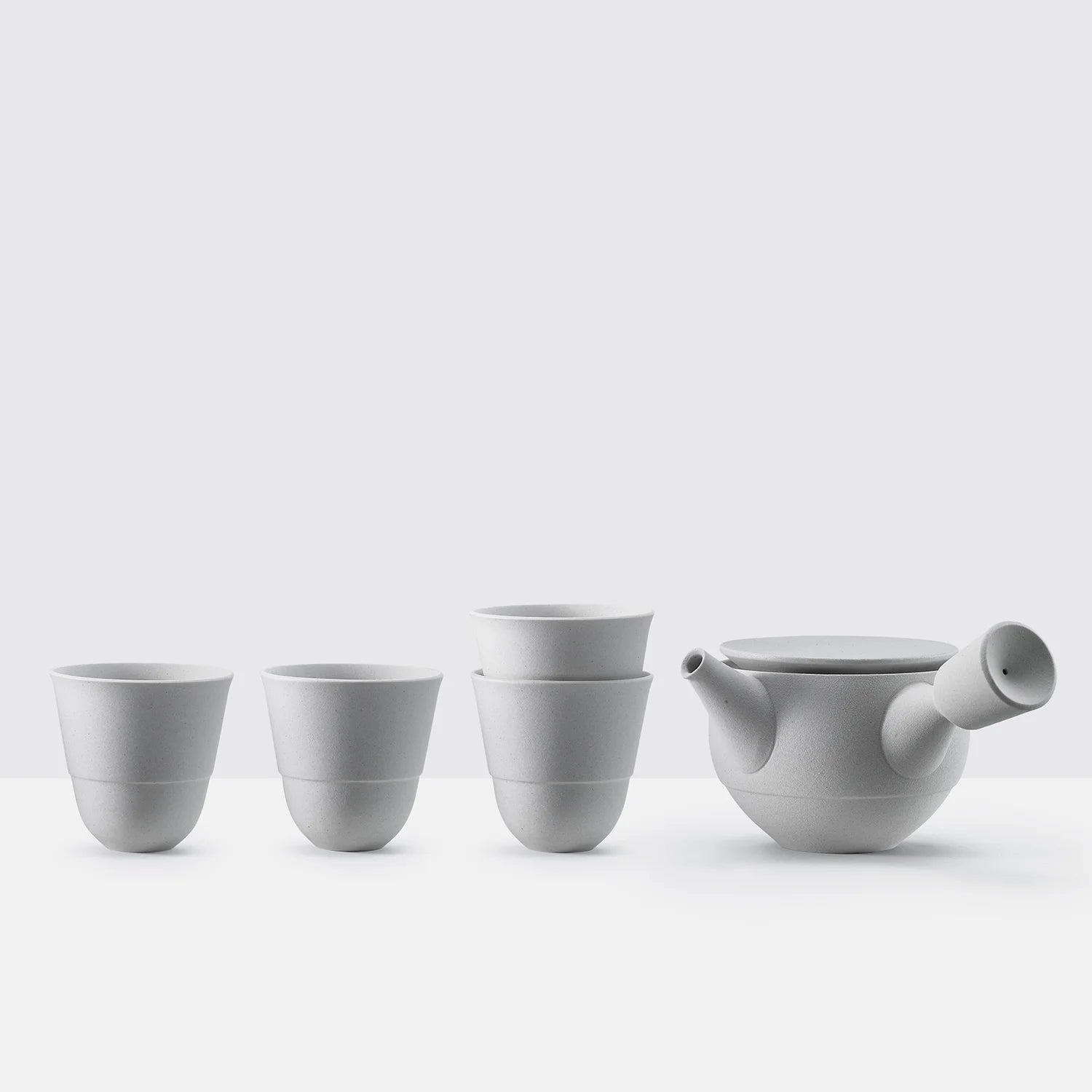 Flat-Top Handle Side Teapot & Flared Cups Set