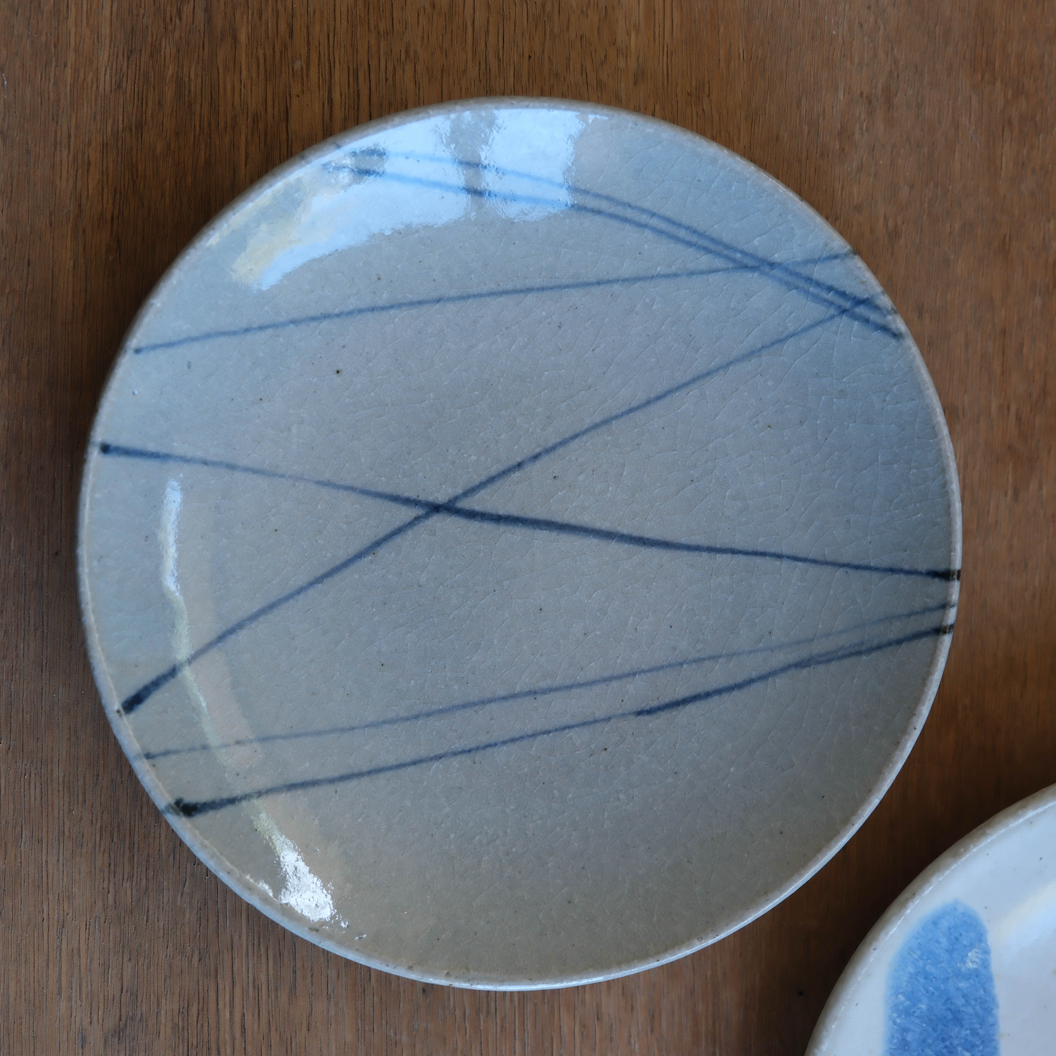 Blue Crosslines Japanese Plate (230201-28/27)