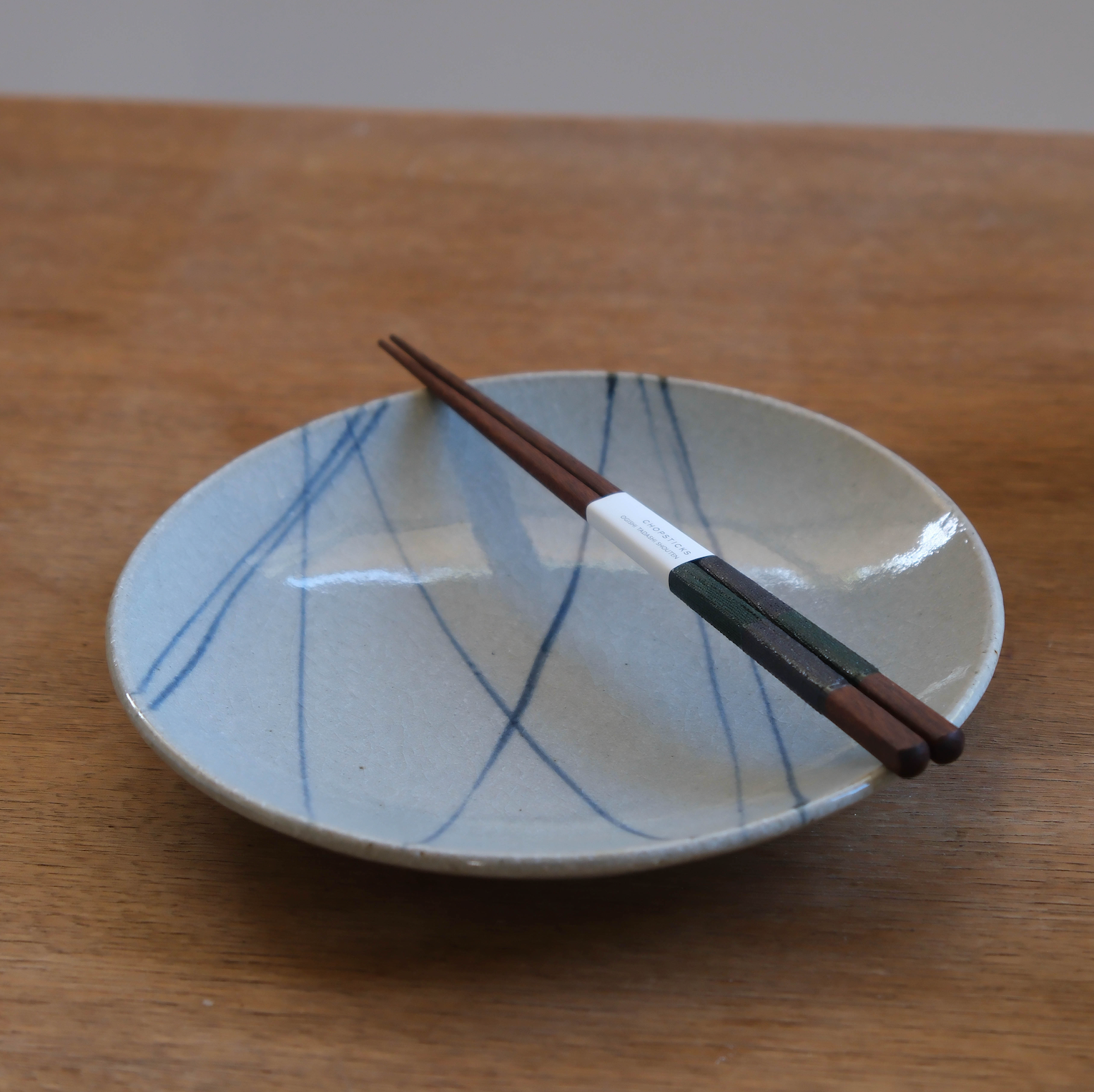 Blue Crosslines Japanese Plate (230201-28/27)