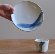 Blue Crosslines Japanese Plate (230201-28/27)