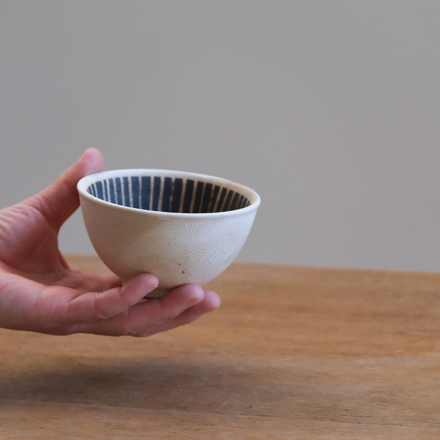 Dark Cracks Japanese Handmade Rice Bowl (7360)