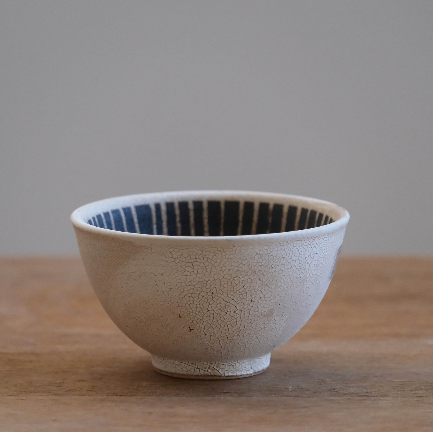 Dark Cracks Japanese Handmade Rice Bowl (7360)
