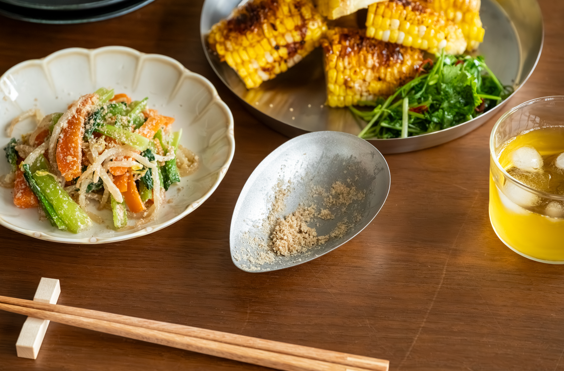 KAJIdonya Stainless Steel Pouring Grinder & Wooden Pestle Set