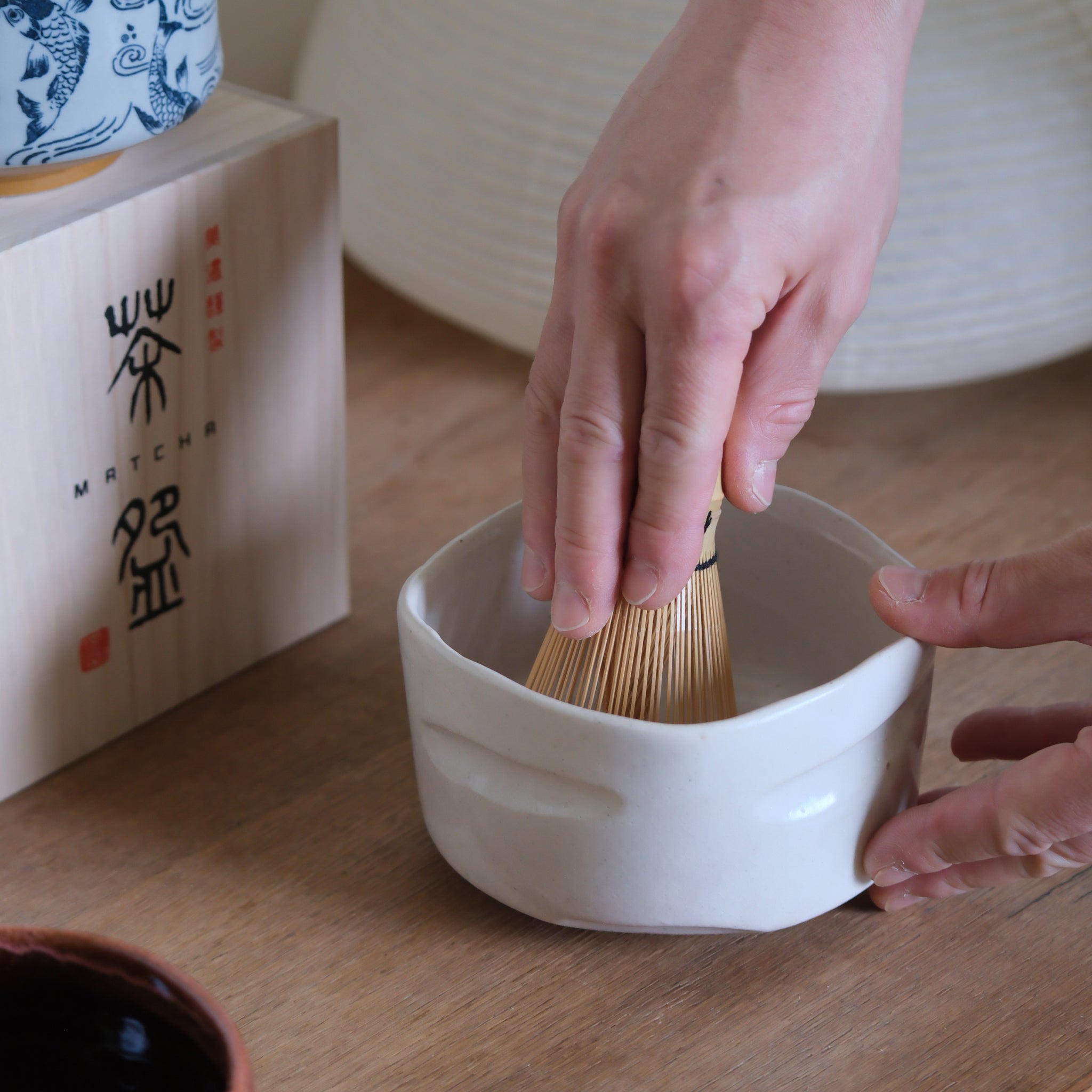 Seifu Mingei White Slip Matcha Bowl