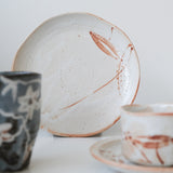 White Shino Chrysanthemum Plate/Dish