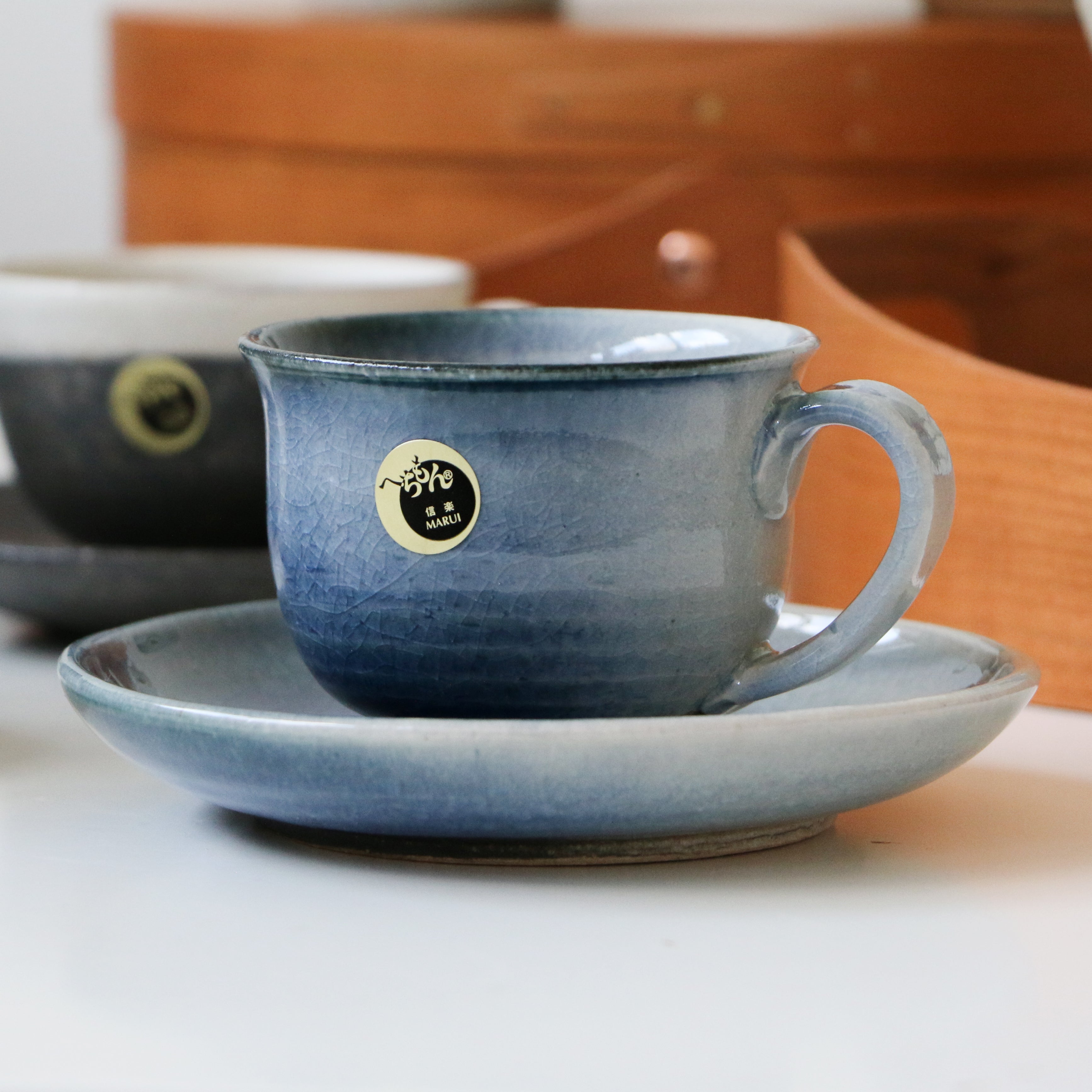 SHIGARAKI Ware Coffee Cup and Saucer