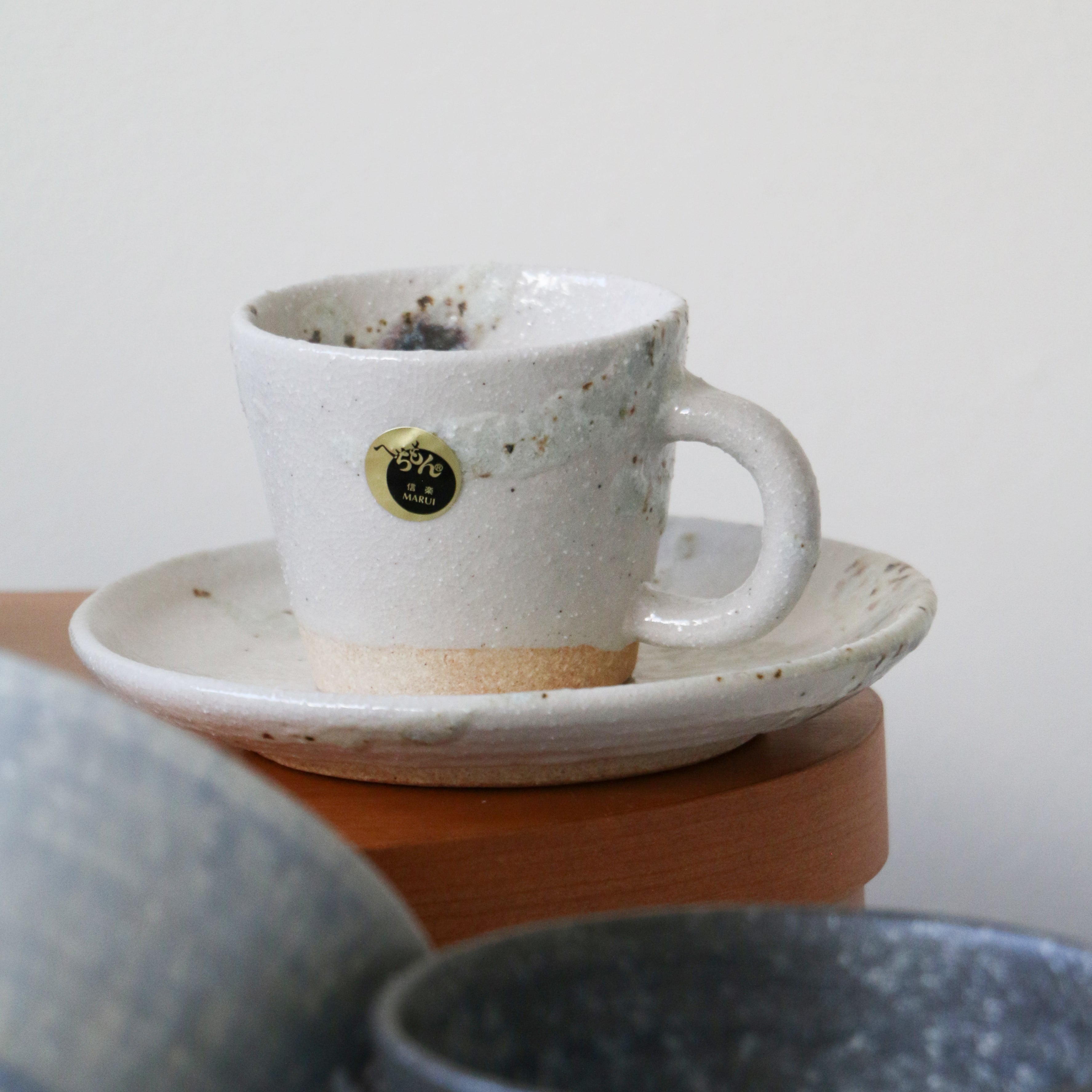 SHIGARAKI Ware Coffee Cup and Saucer