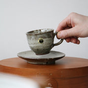 SHIGARAKI Ware Coffee Cup and Saucer