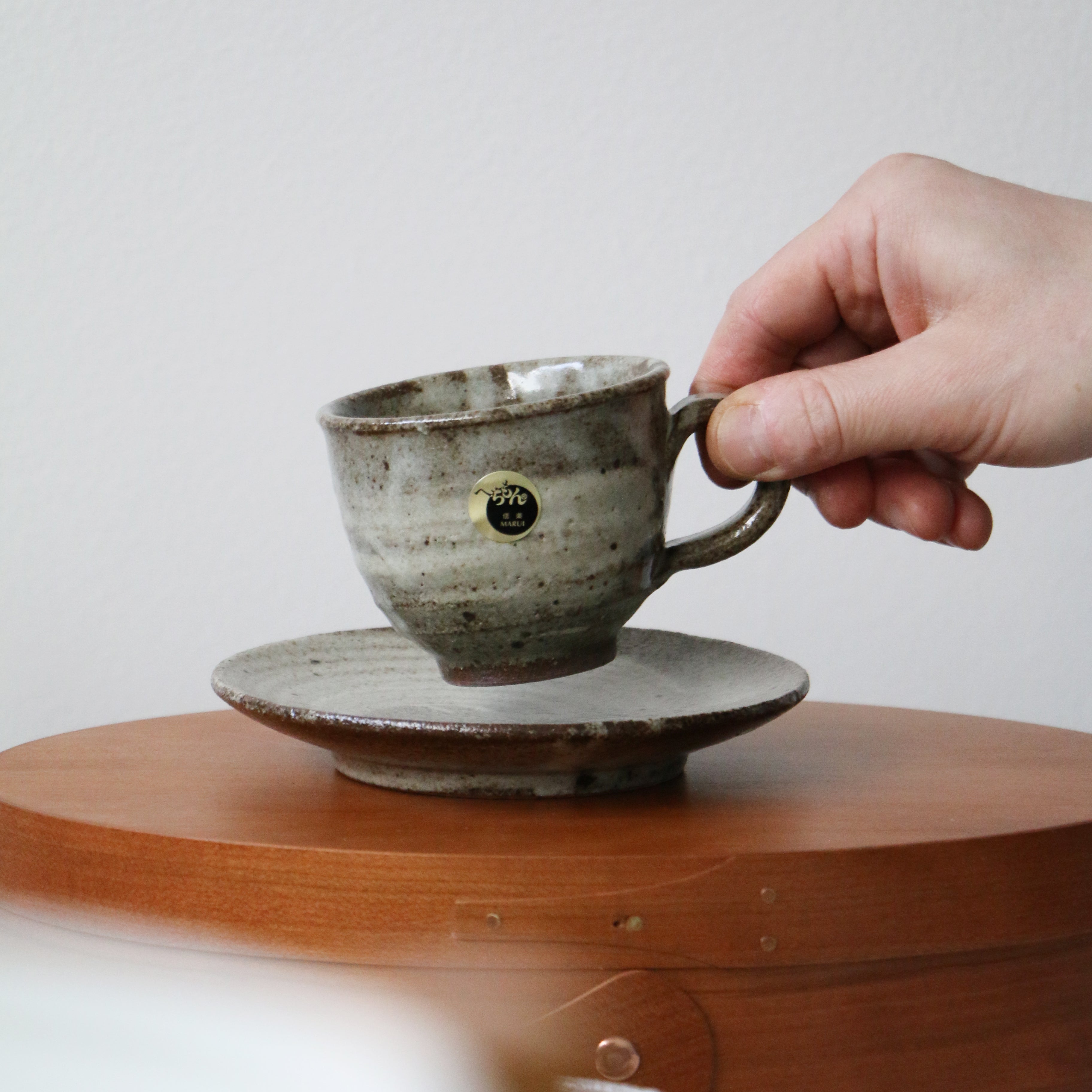 SHIGARAKI Ware Coffee Cup and Saucer