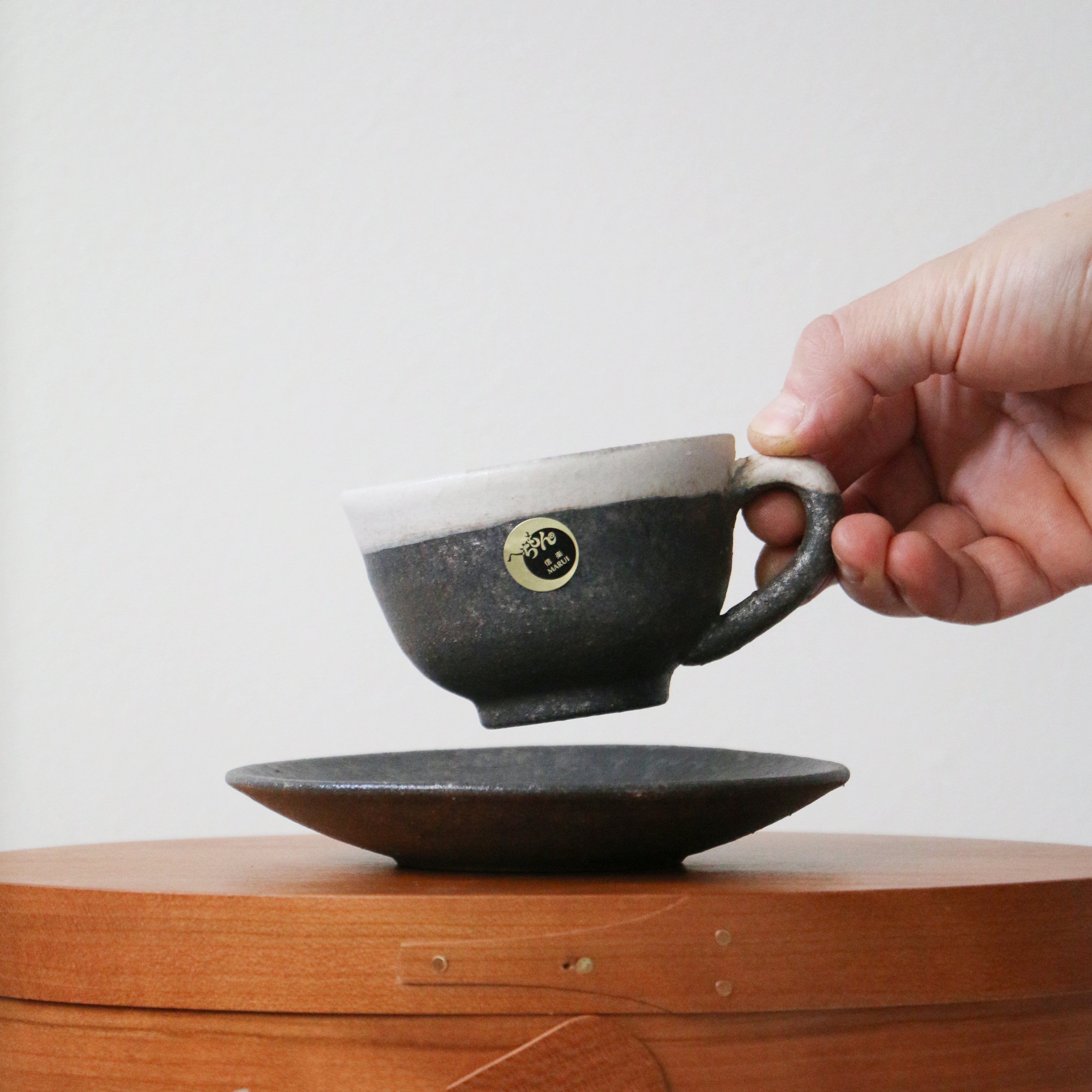 SHIGARAKI Ware Coffee Cup and Saucer