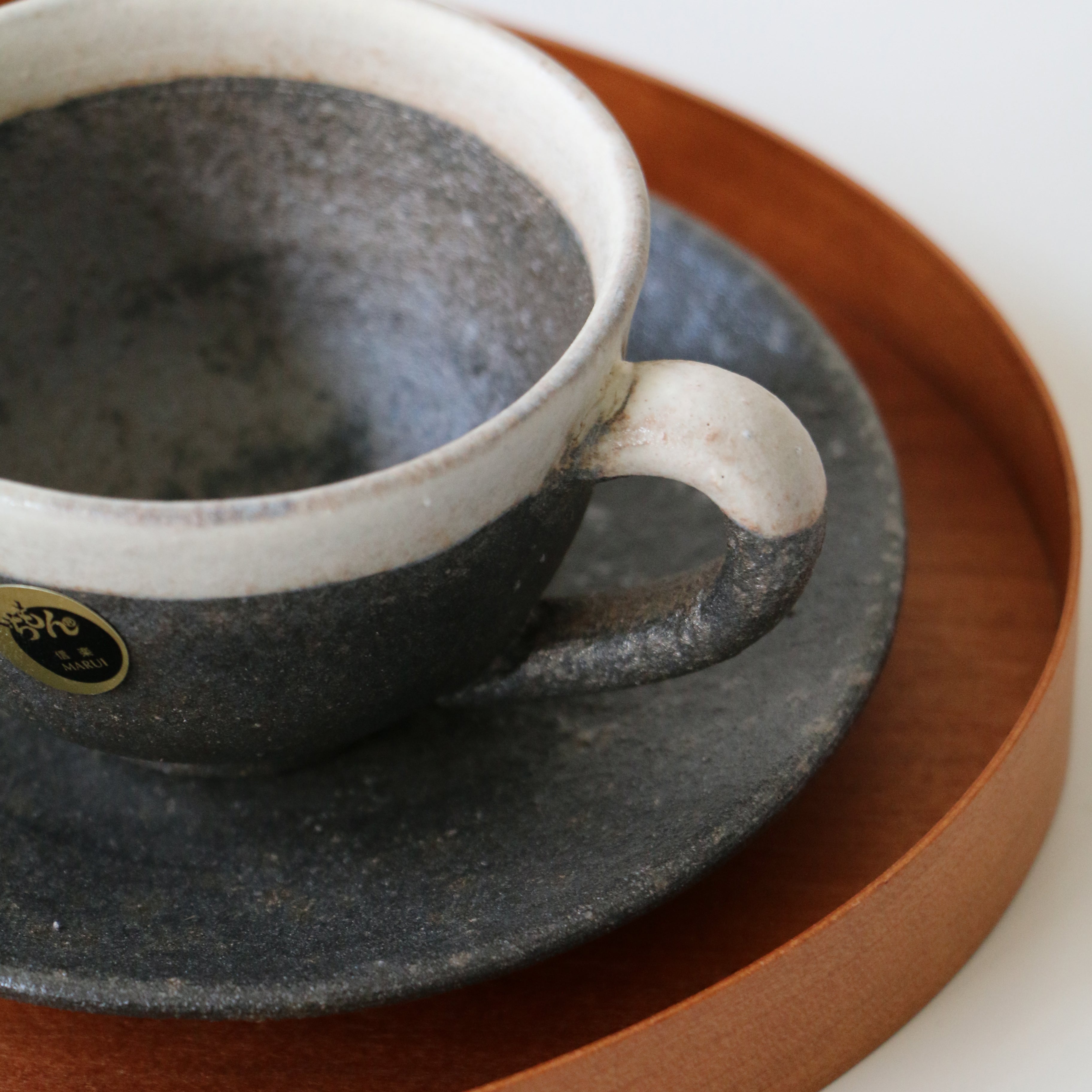 SHIGARAKI Ware Coffee Cup and Saucer