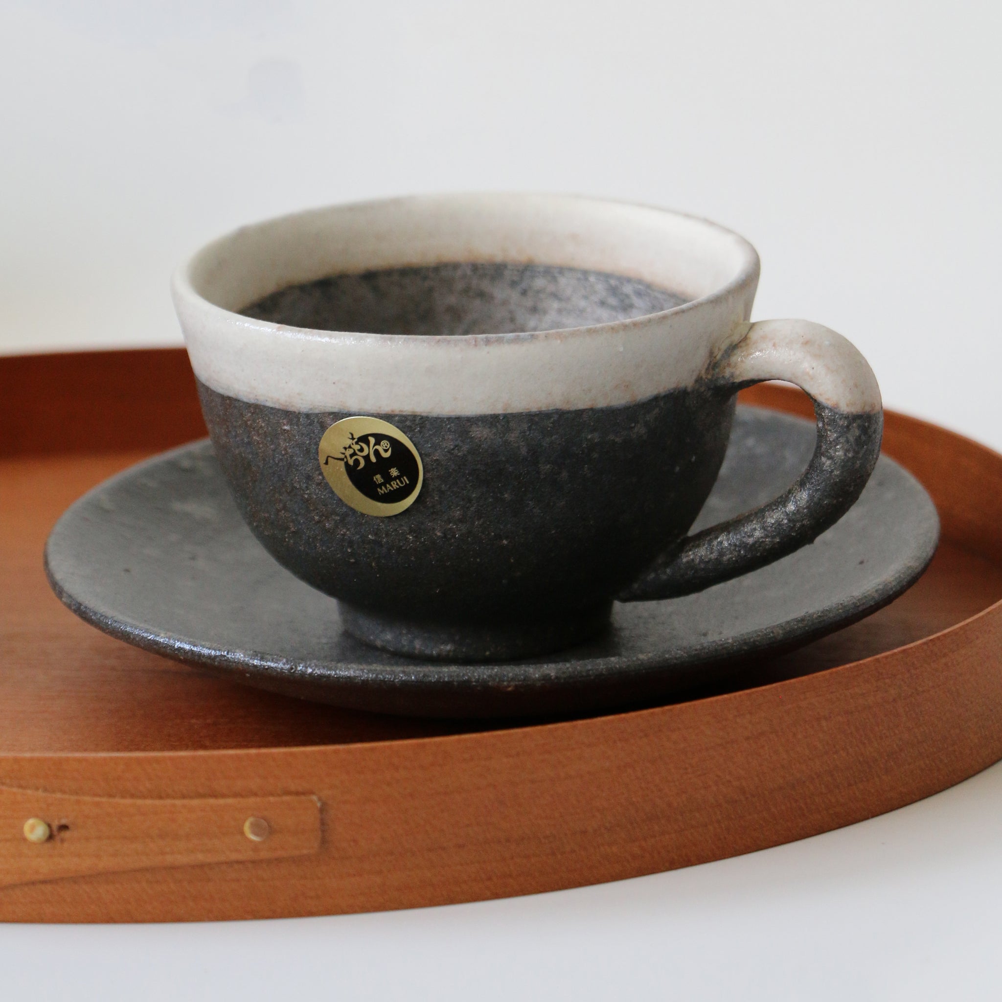 SHIGARAKI Ware Coffee Cup and Saucer