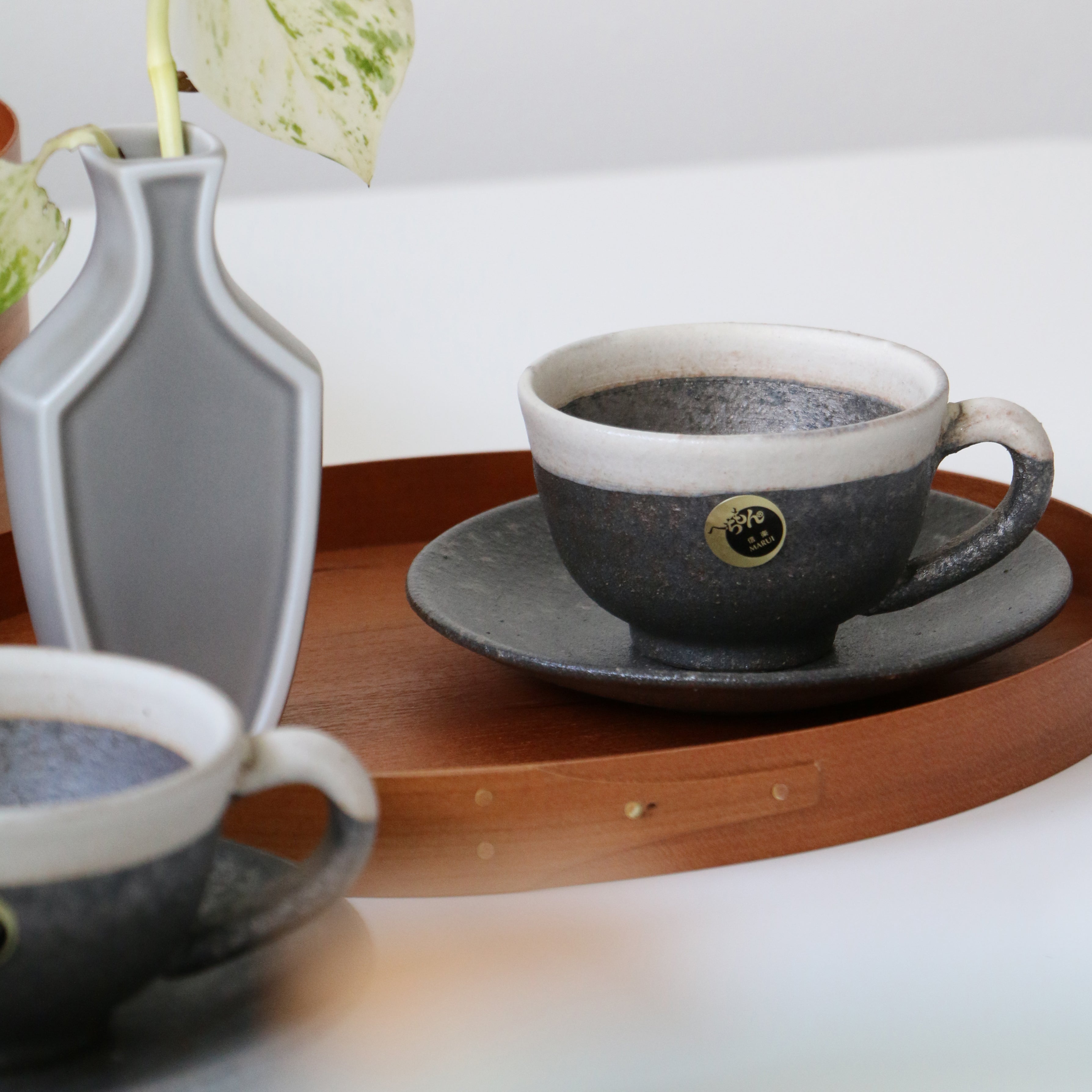 SHIGARAKI Ware Coffee Cup and Saucer