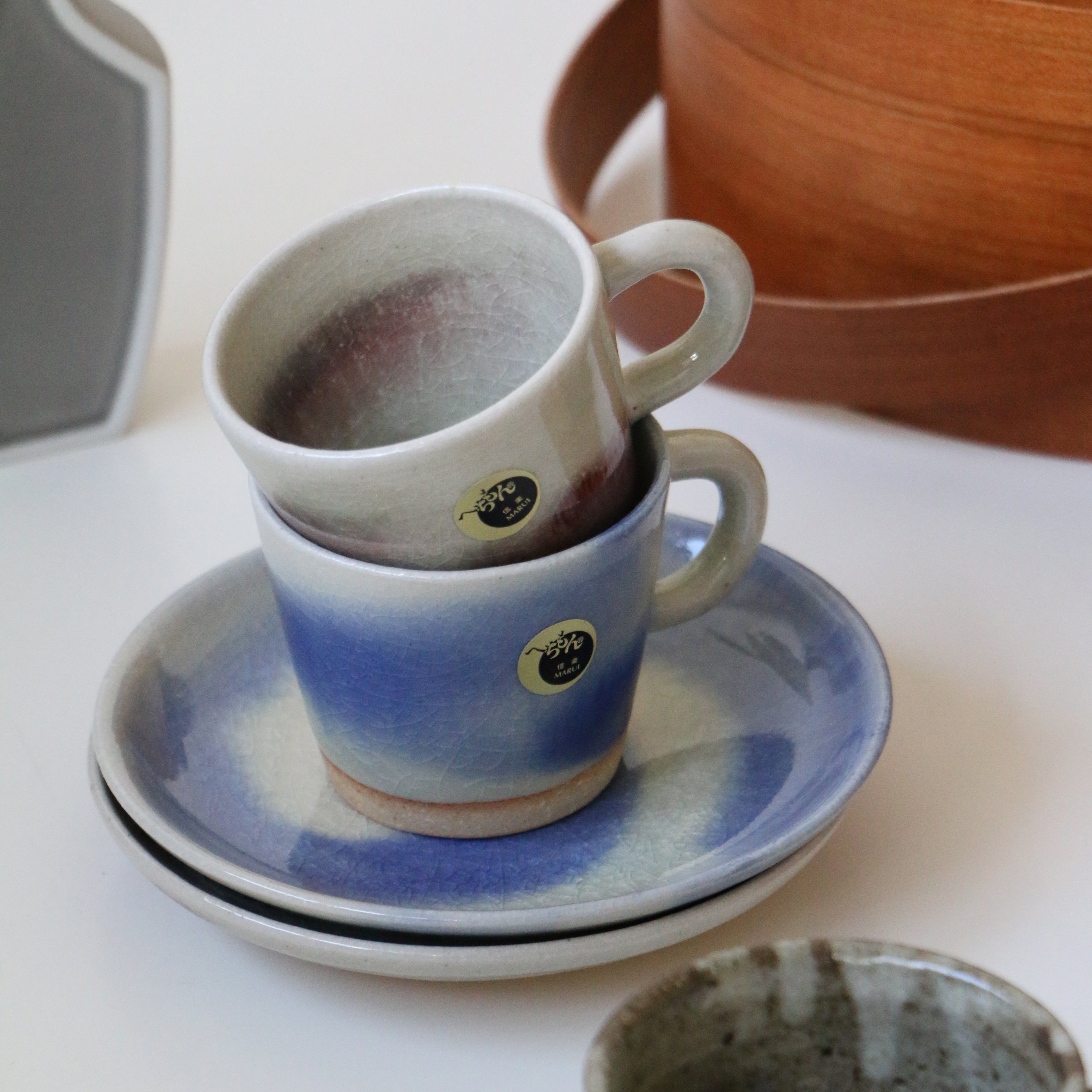 SHIGARAKI Ware Coffee Cup and Saucer