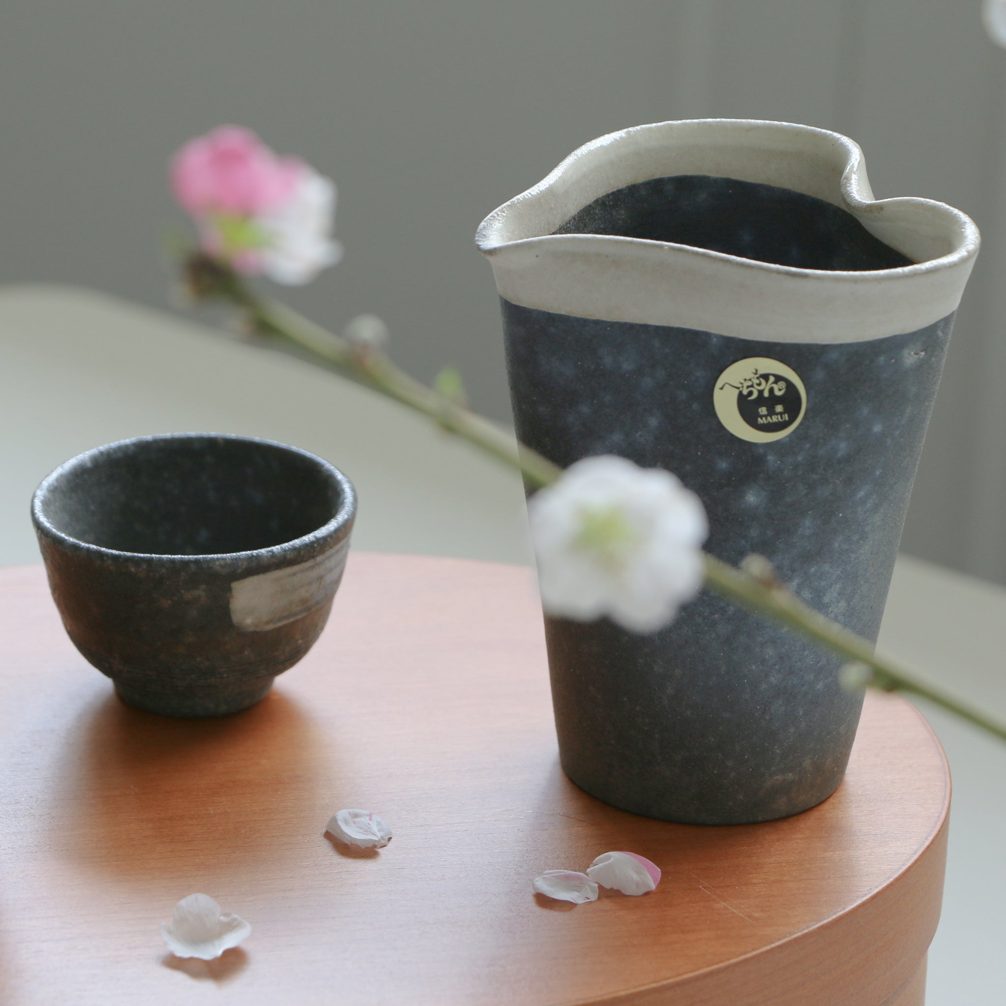SHIGARAKI Ware Smoked Sake Cup Set