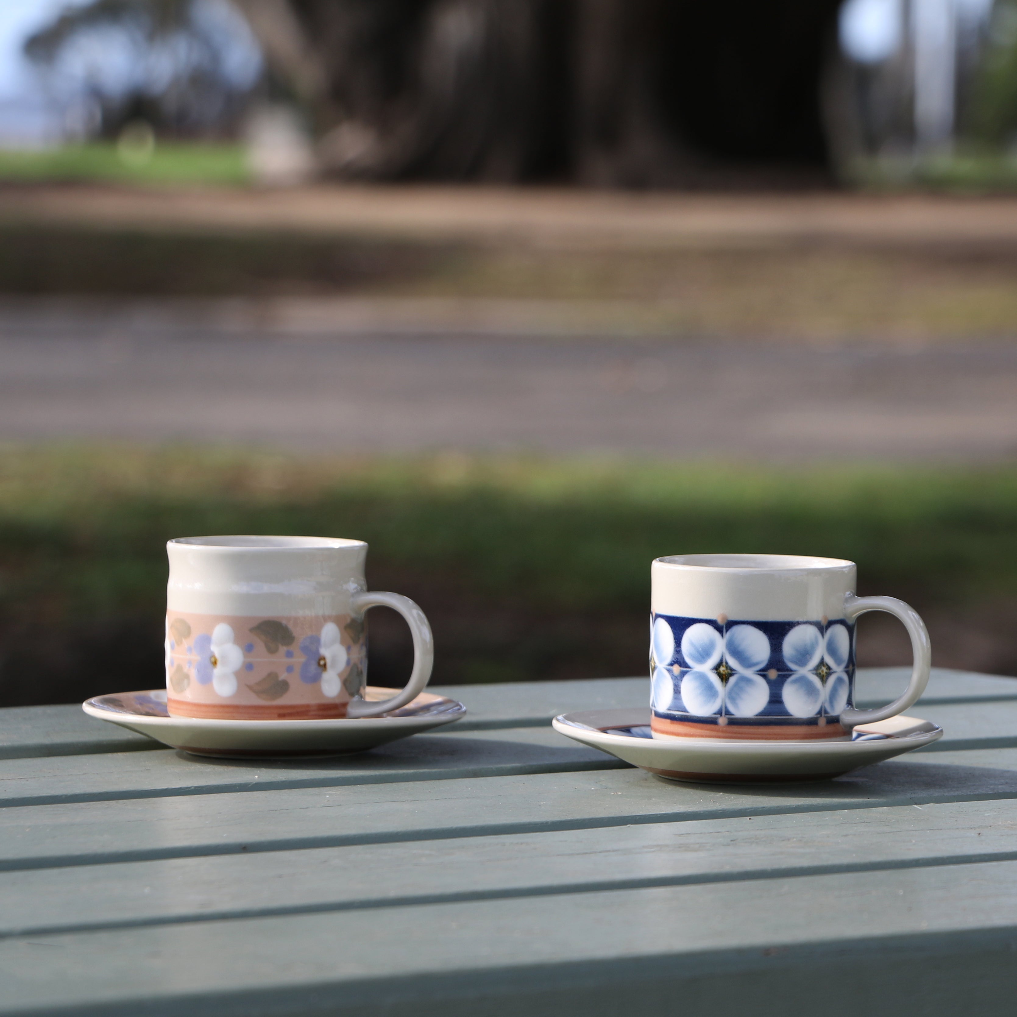 Fukube Pottery - Purple Violet Flower Cup & Saucer