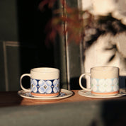 Fukube Pottery - Navy Blue Mizuki Flower Cup & Saucer
