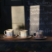 Fukube Pottery - Navy Blue Mizuki Flower Cup & Saucer