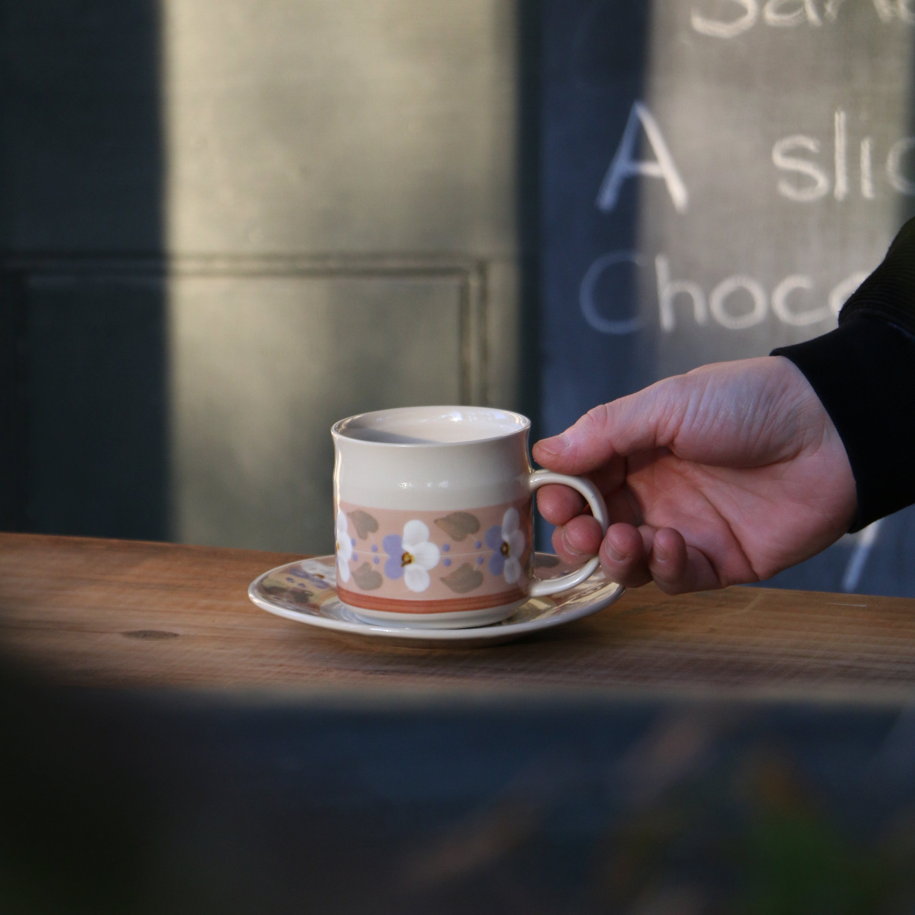 Fukube Pottery - Purple Violet Flower Cup & Saucer