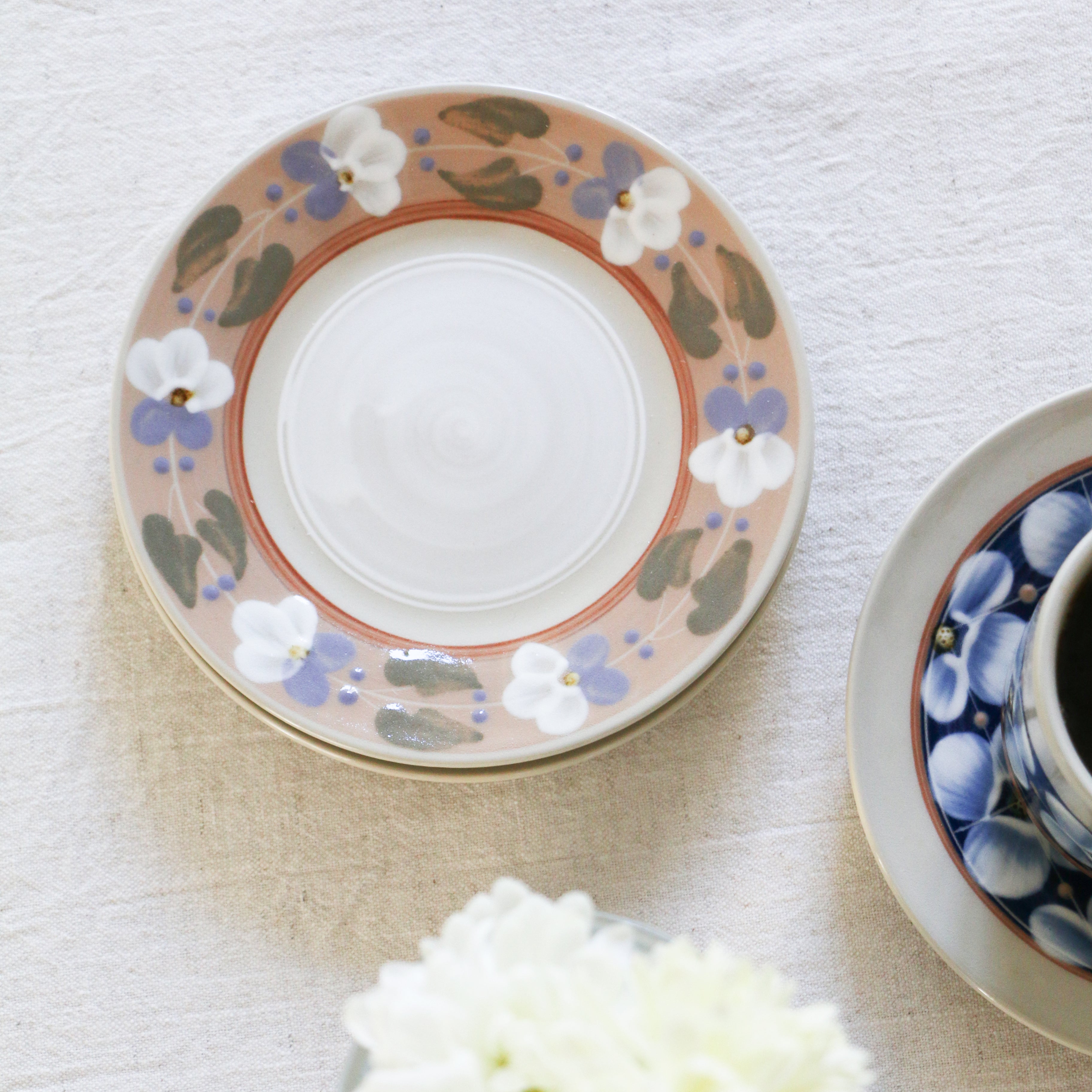 Fukube Pottery - Purple Violet Flower Cup & Saucer