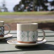 Fukube Pottery - Light Blue Mizuki Flower Cup & Saucer