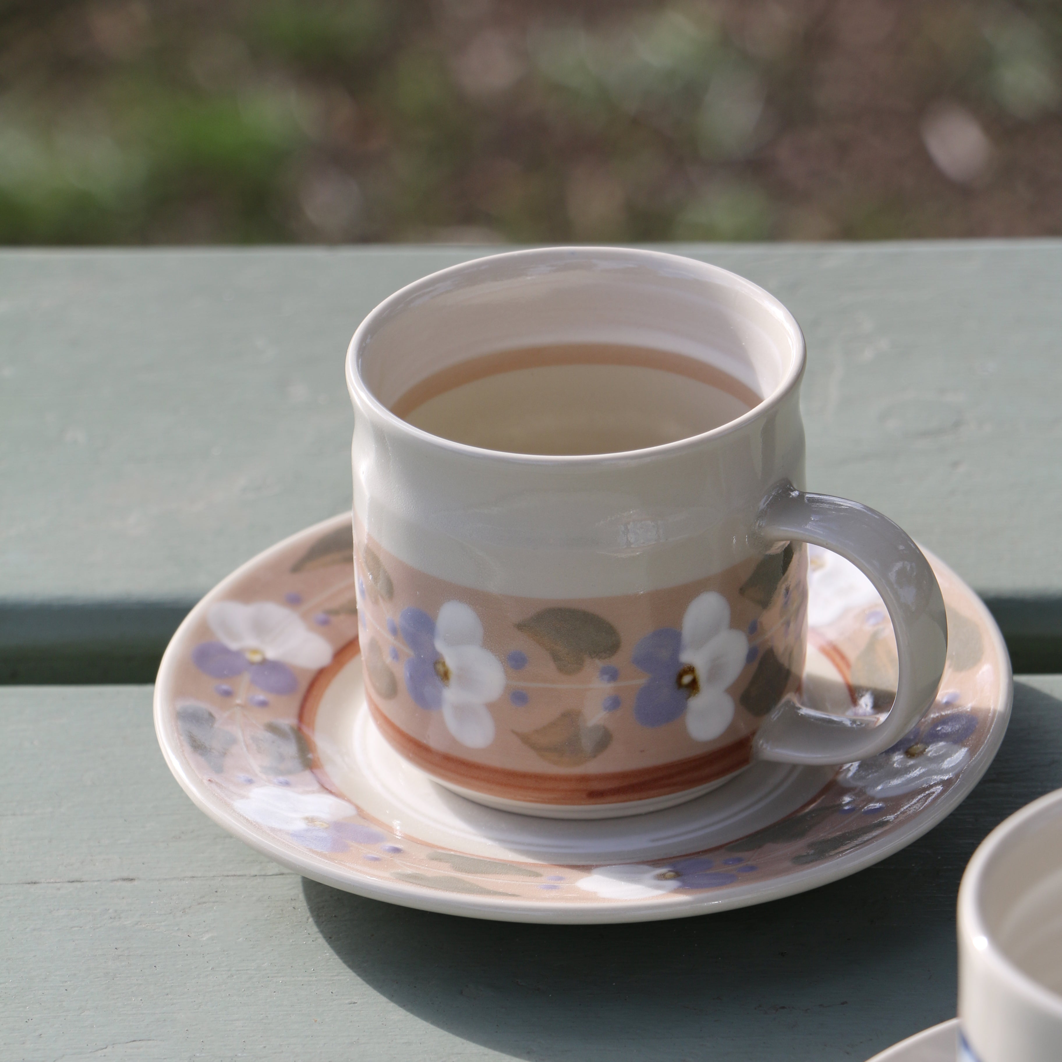 Fukube Pottery - Purple Violet Flower Cup & Saucer