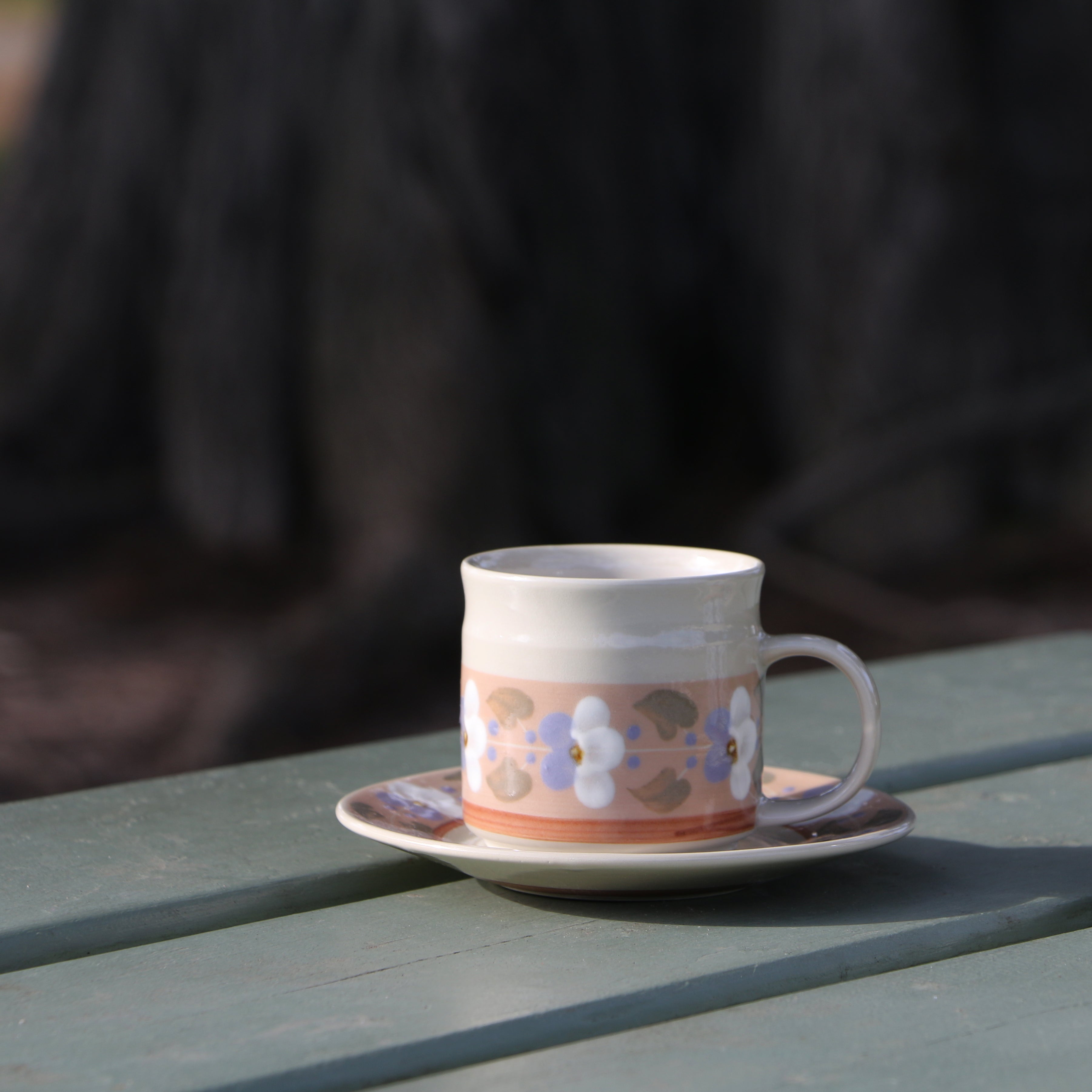 Fukube Pottery - Purple Violet Flower Cup & Saucer