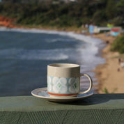 Fukube Pottery - Light Blue Mizuki Flower Cup & Saucer