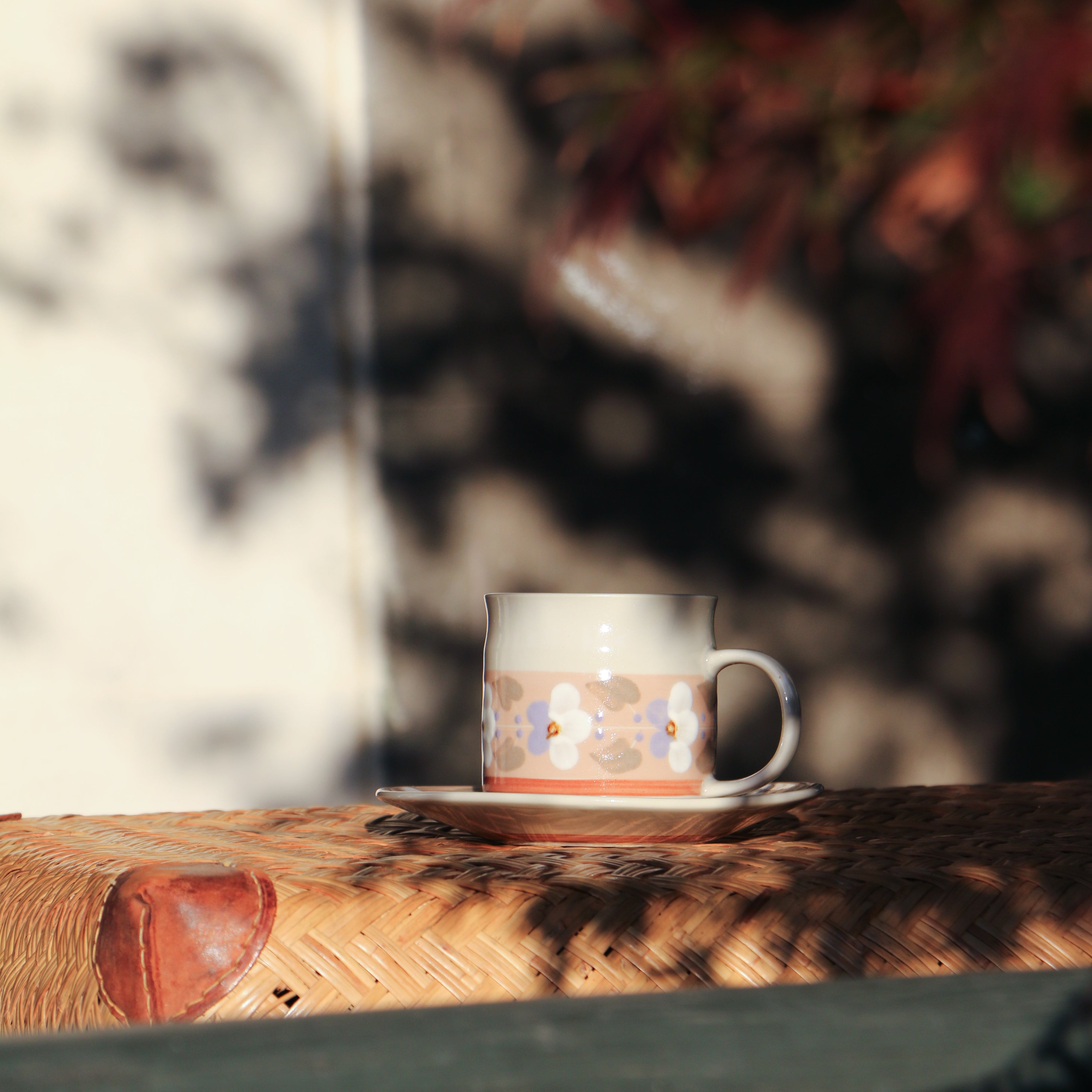 Fukube Pottery - Purple Violet Flower Cup & Saucer