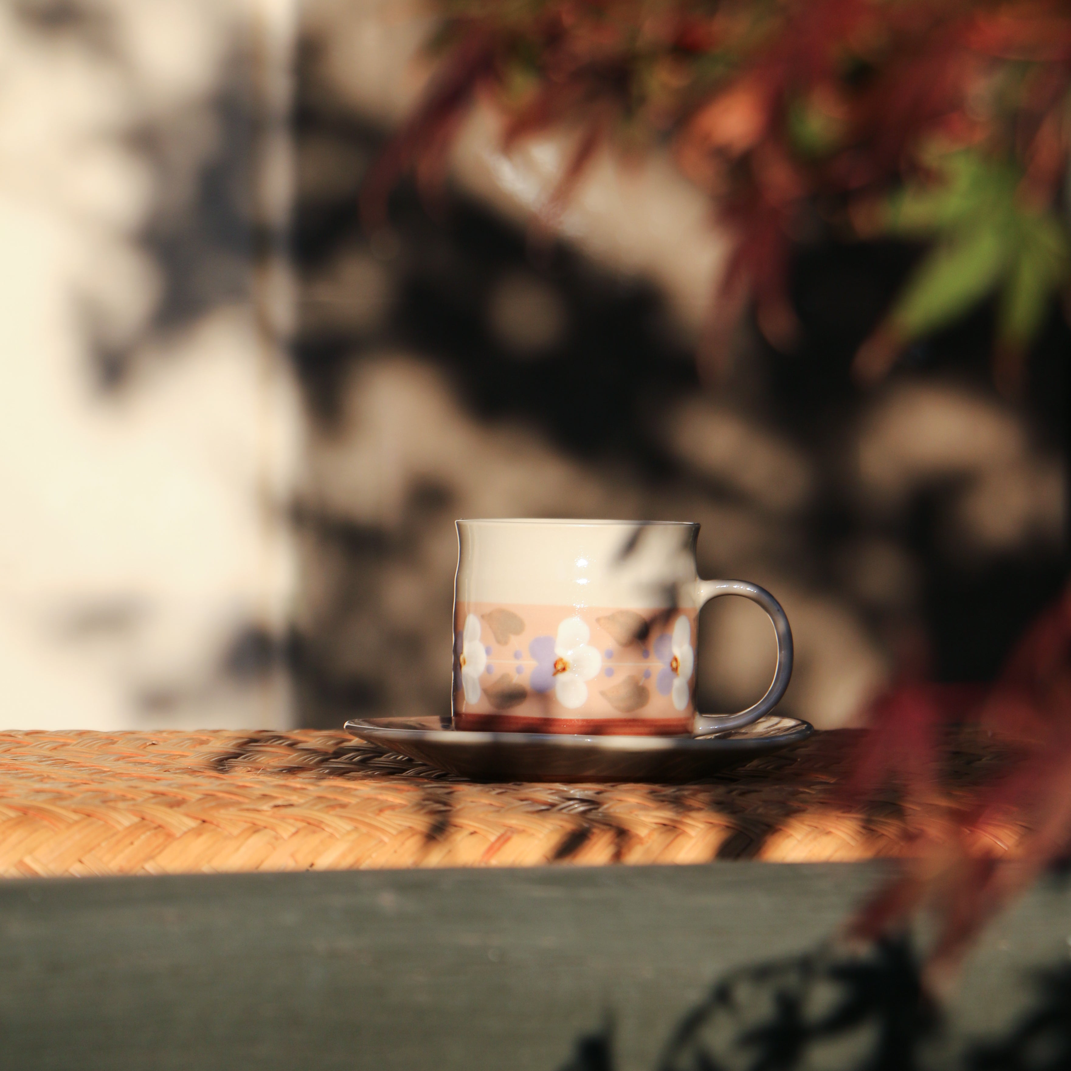 Fukube Pottery - Purple Violet Flower Cup & Saucer