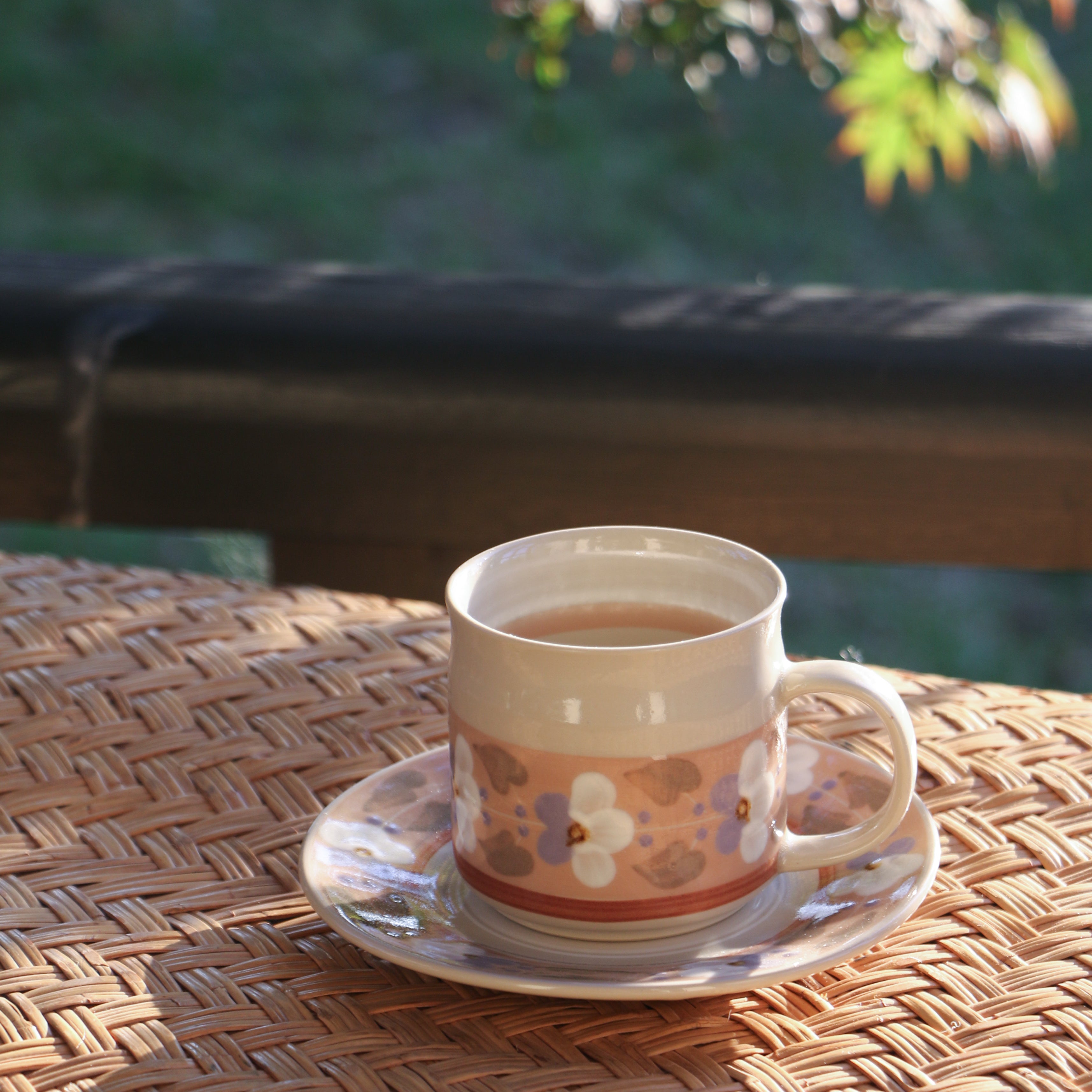 Fukube Pottery - Purple Violet Flower Cup & Saucer