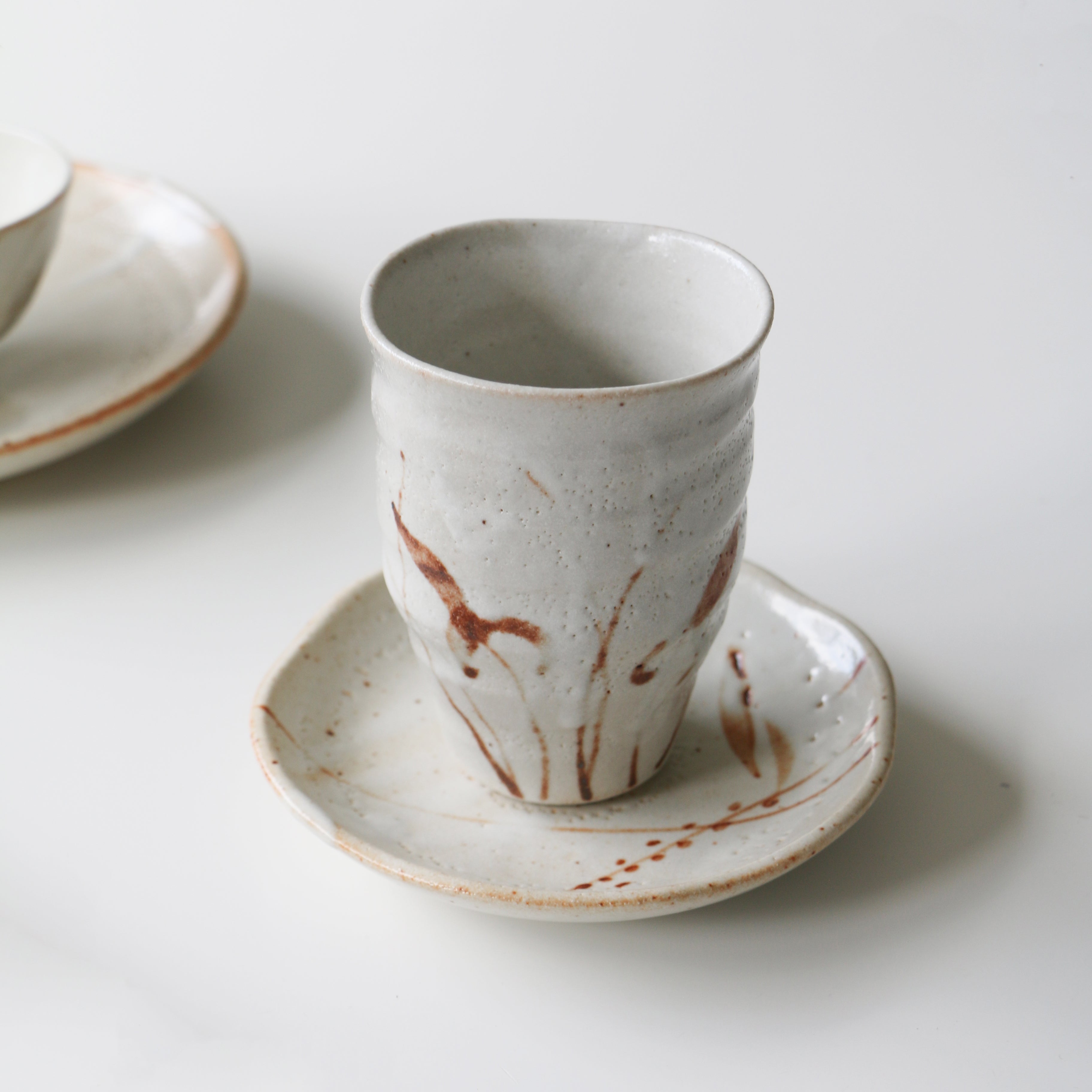 White Shino Chrysanthemum Plate/Dish