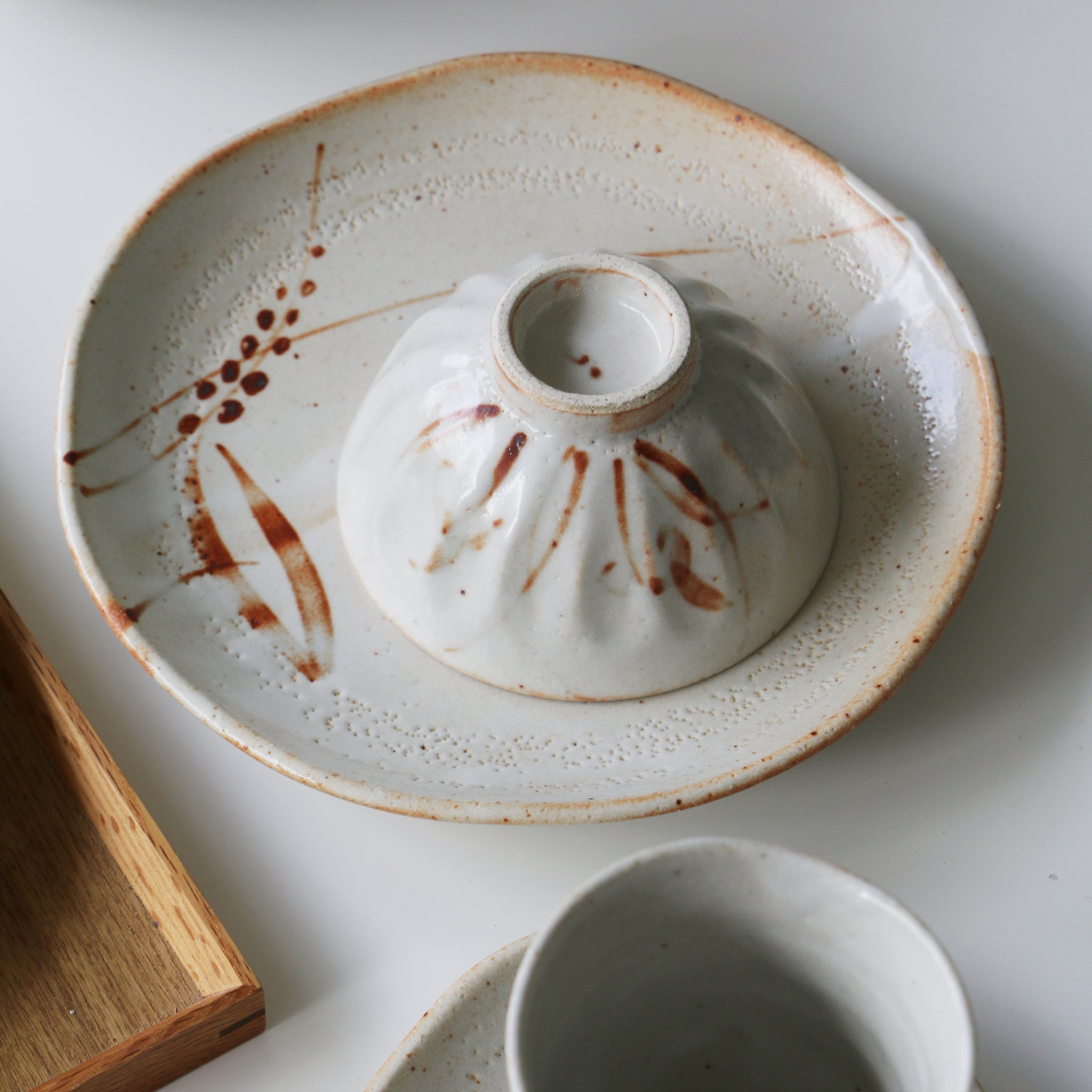 White Shino Chrysanthemum Plate/Dish